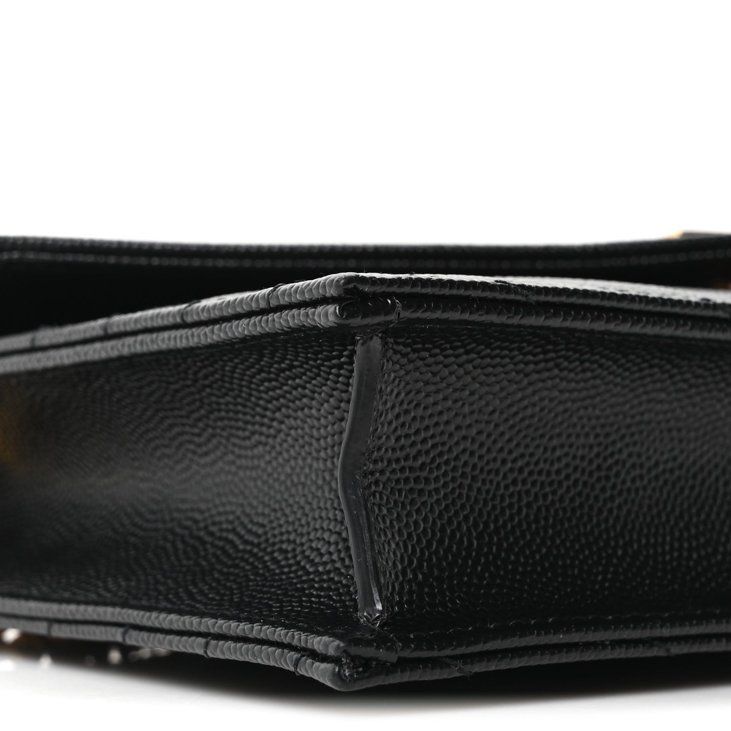 Grain De Poudre Matelasse Chevron Monogram Envelope Chain Wallet Black