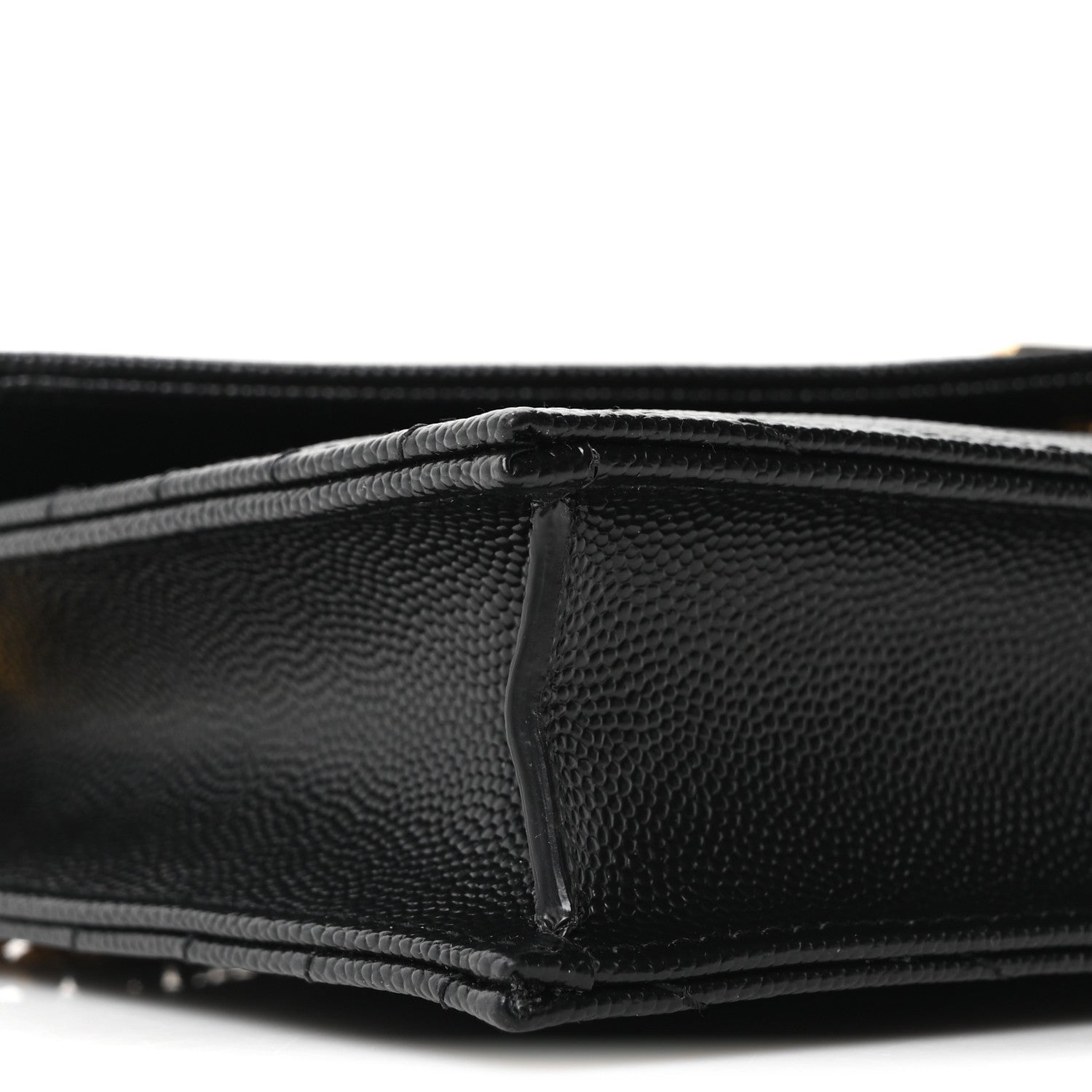Saint Laurent Grain De Poudre Matelasse Chevron Monogram Envelope Chain Wallet Black 9 of 10