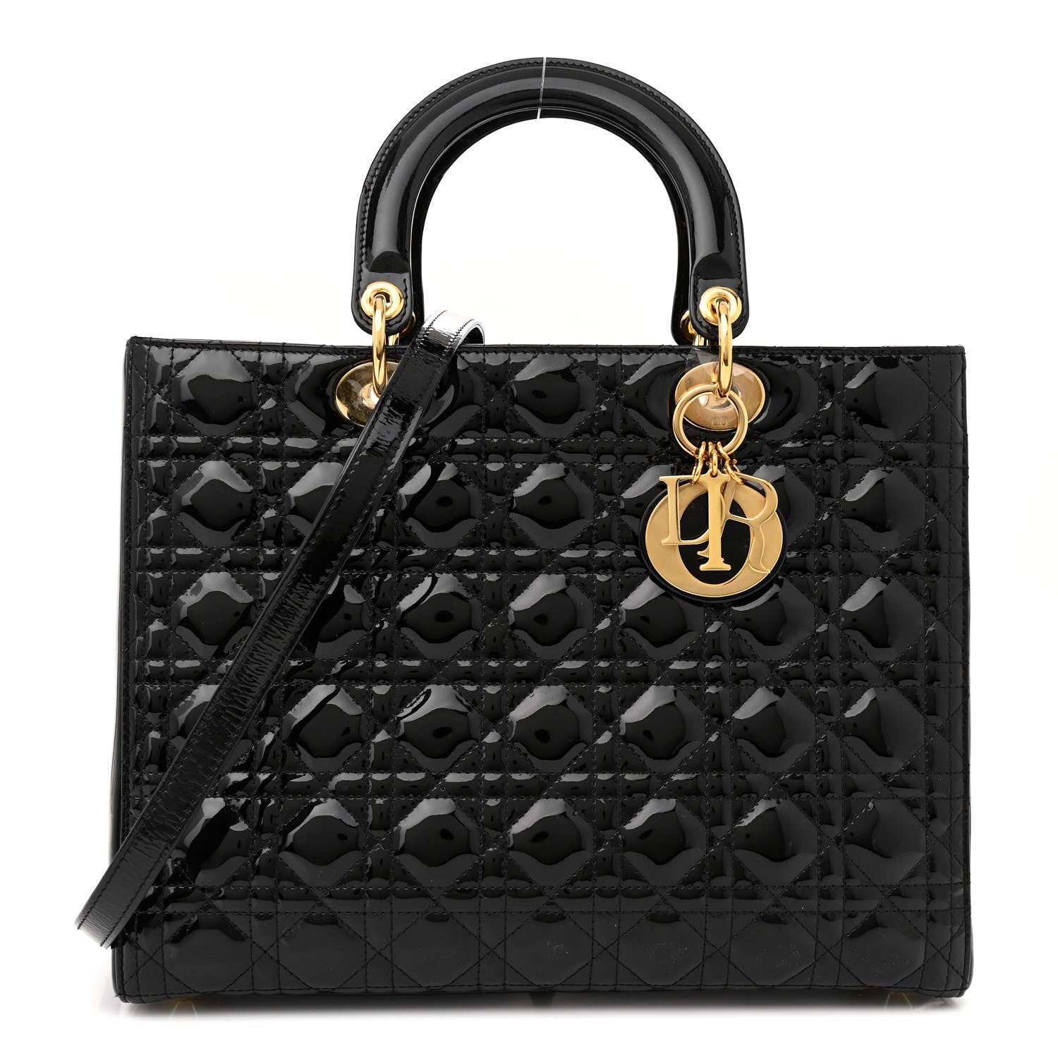 Christian Dior Patent Cannage Large Lady Dior Black 1 of 11