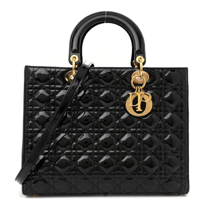Christian Dior Patent Cannage Large Lady Dior Black 1 of 11