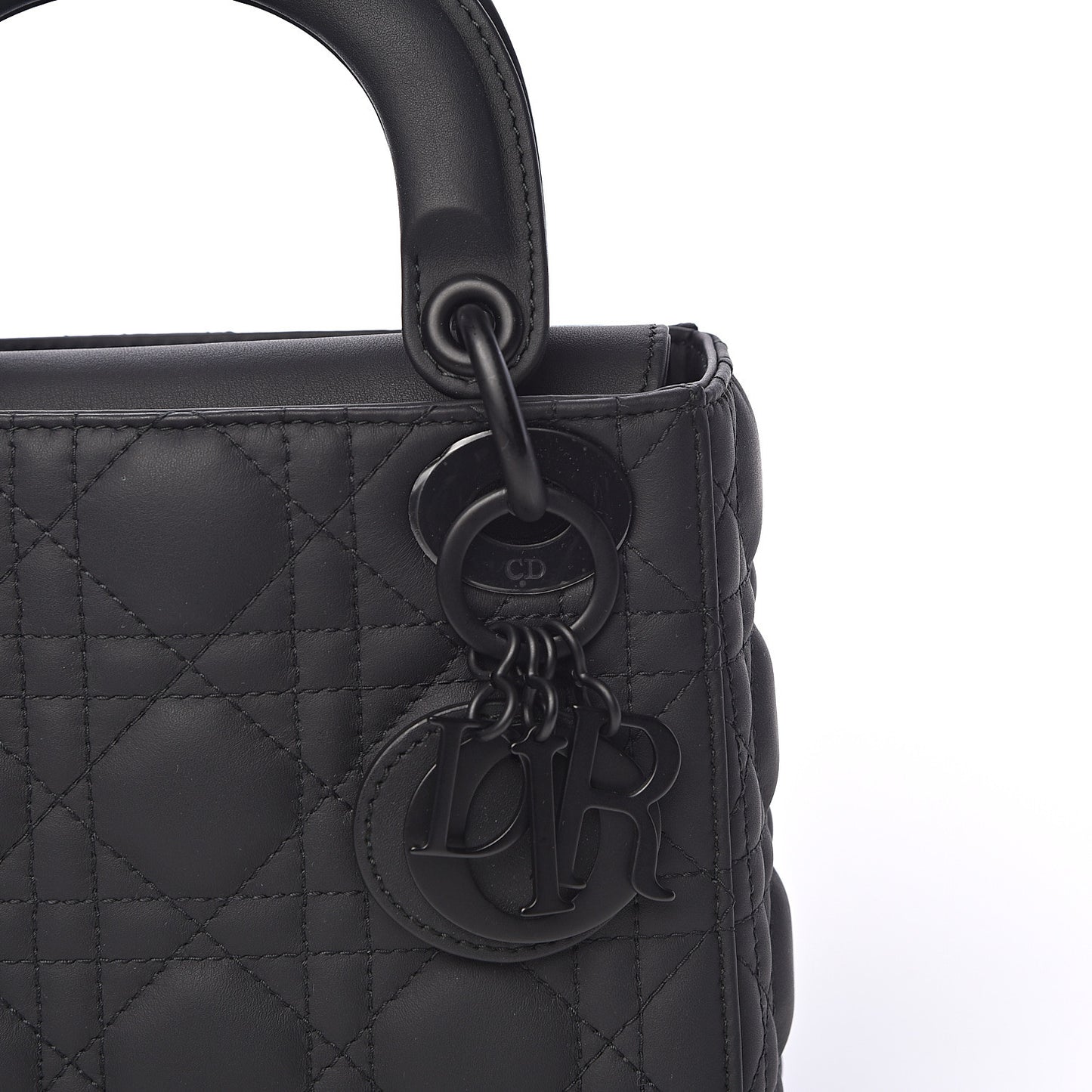 Ultra Matte Calfskin Cannage Mini Lady Dior Black