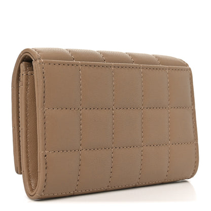 Saint Laurent Lambskin Carre Quilted Cassandre Compact Envelope Card Case Dark Toffee 3 of 8