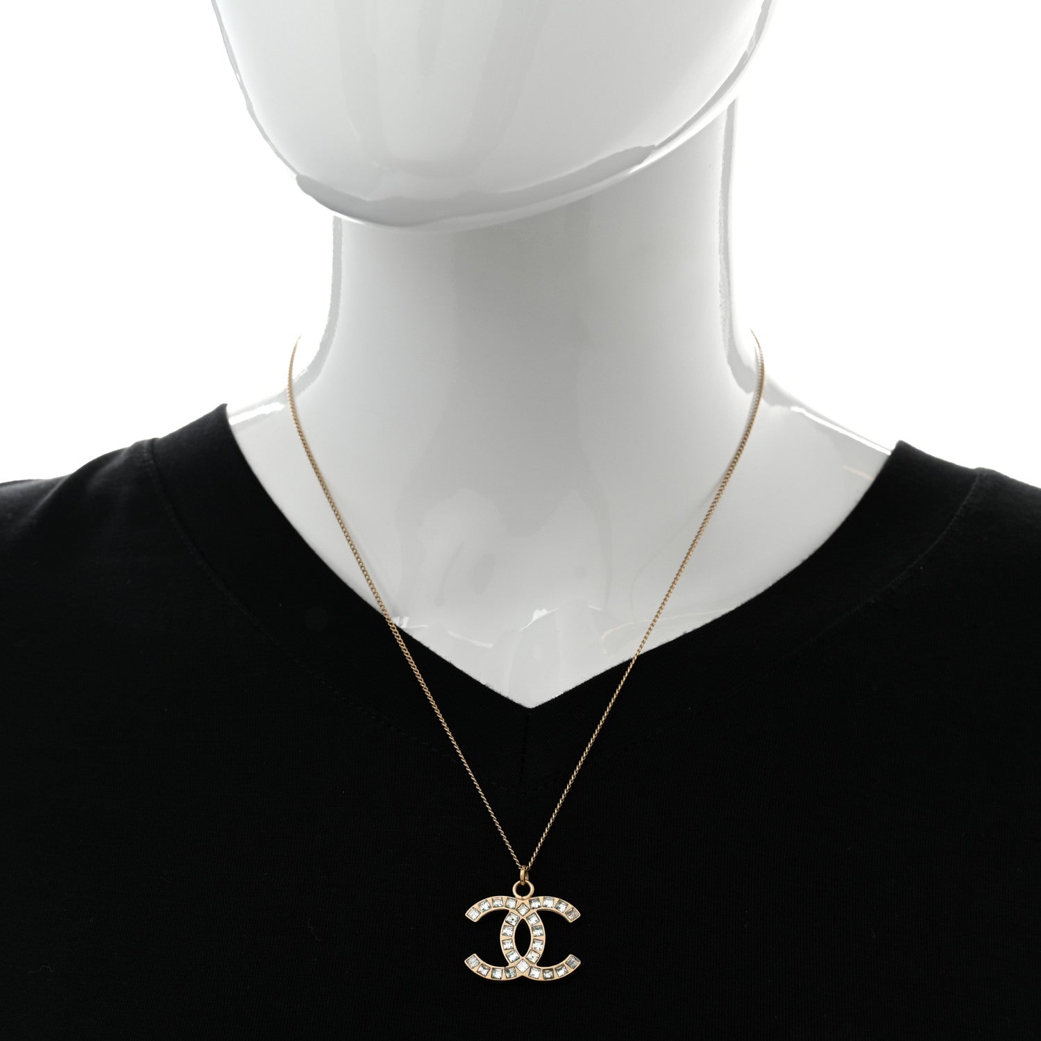 Chanel Baguette Crystal CC Necklace Light Gold 2 of 7