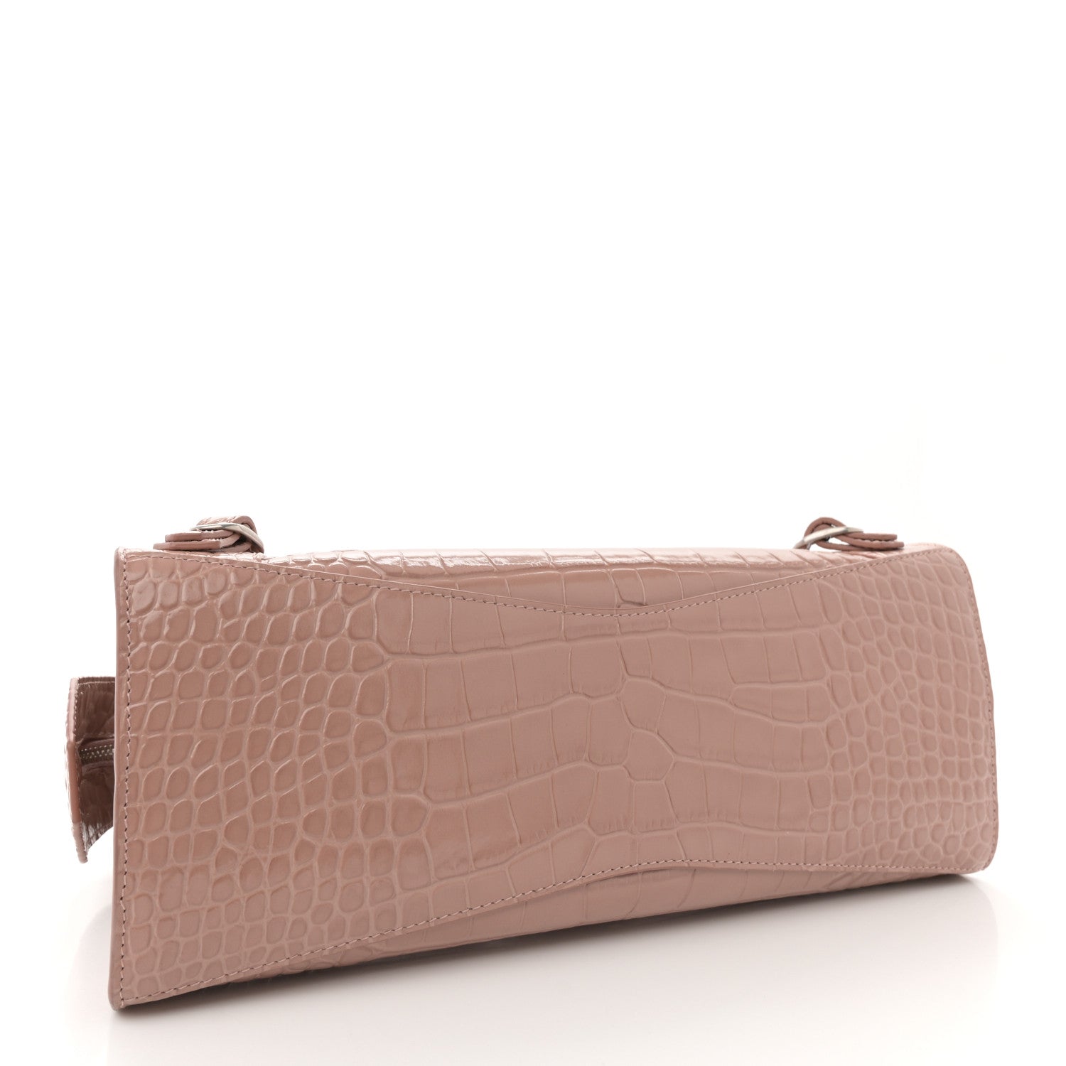 Balenciaga Shiny Supple Calfskin Crocodile Embossed Neo Classic Silver Hardware S City Nude Beige 4 of 13