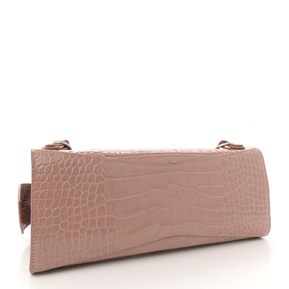 Balenciaga Shiny Supple Calfskin Crocodile Embossed Neo Classic Silver Hardware S City Nude Beige 4 of 13