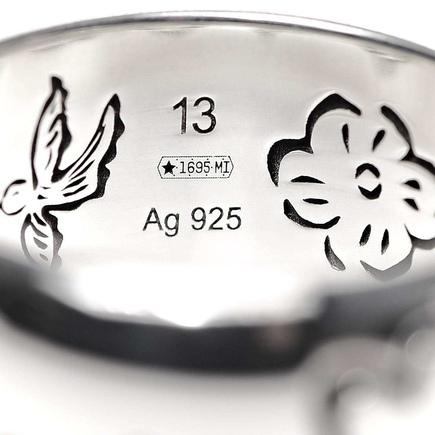 Gucci Sterling Silver Blind for Love Band Ring 53 6.25 6 of 7