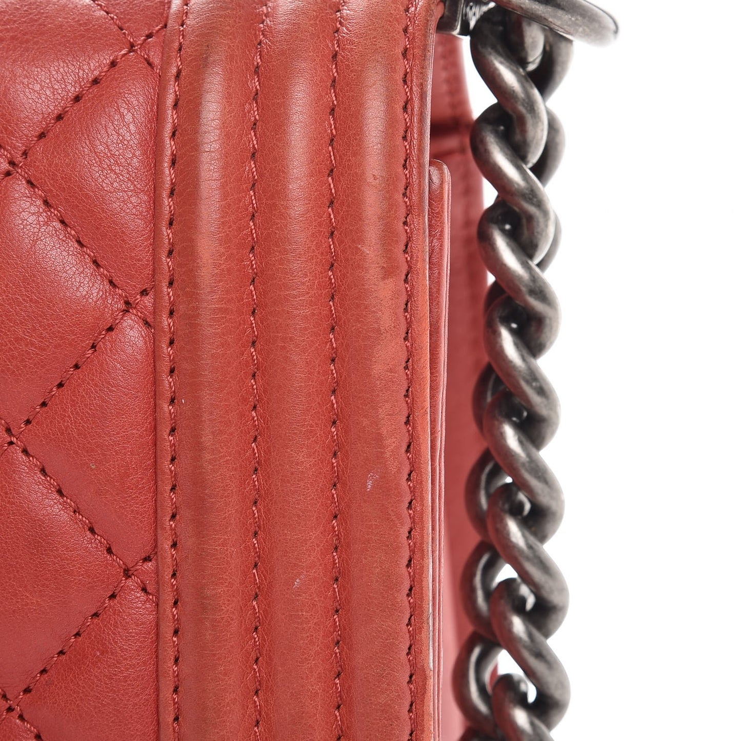 Calfskin Quilted Medium Boy Flap Red