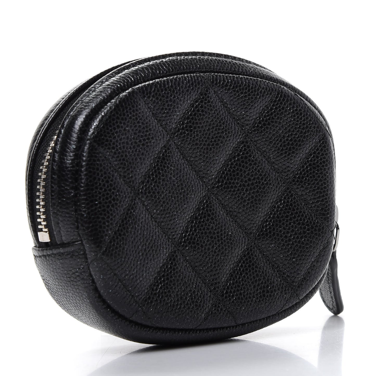 Iridescent Caviar Quilted Zip Around Classic Coin Purse Black