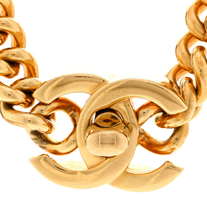 Chanel Chain Link CC Turn Lock Choker Necklace Gold Gold 4 of 6