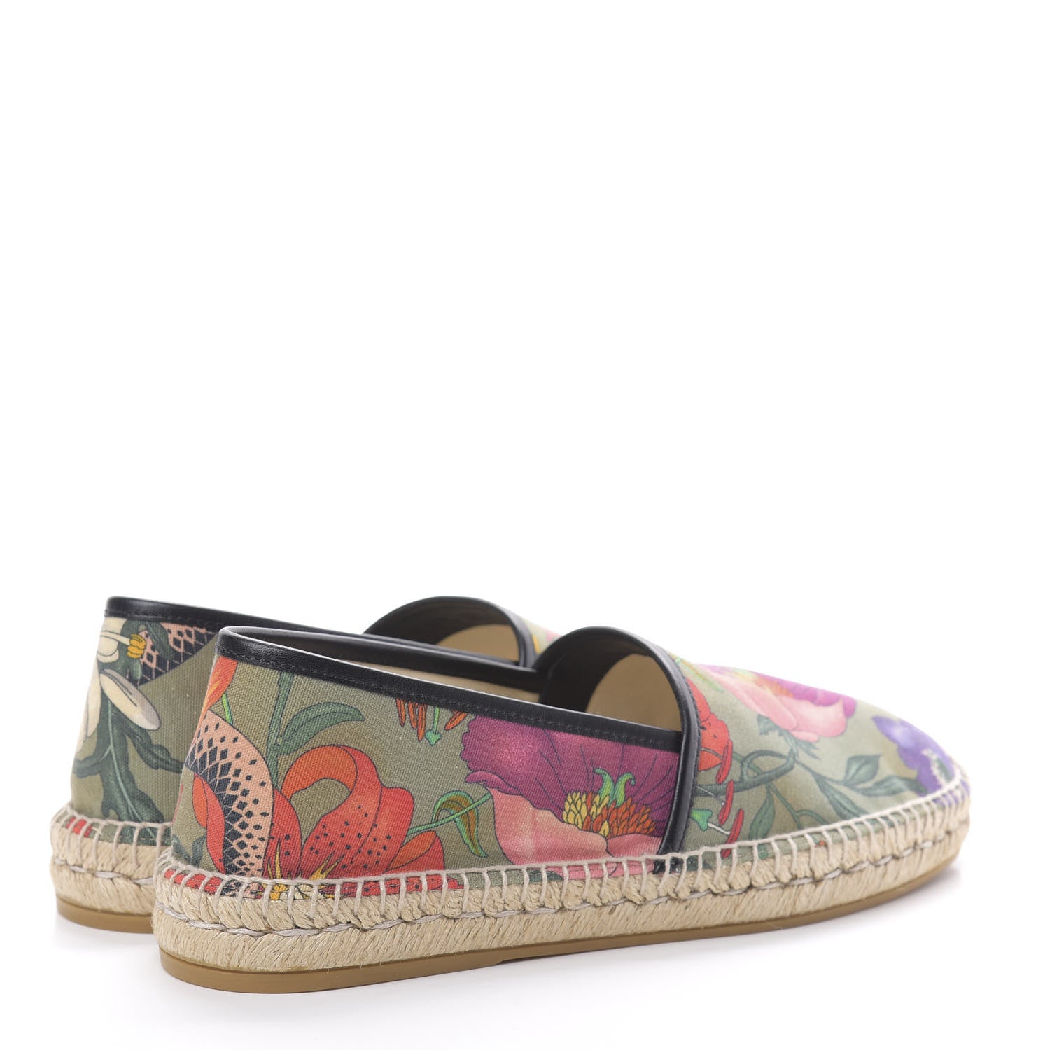 Gucci Canvas Flora Snake Print Mens Espadrilles 9 Militare Multicolor Black 4 of 8