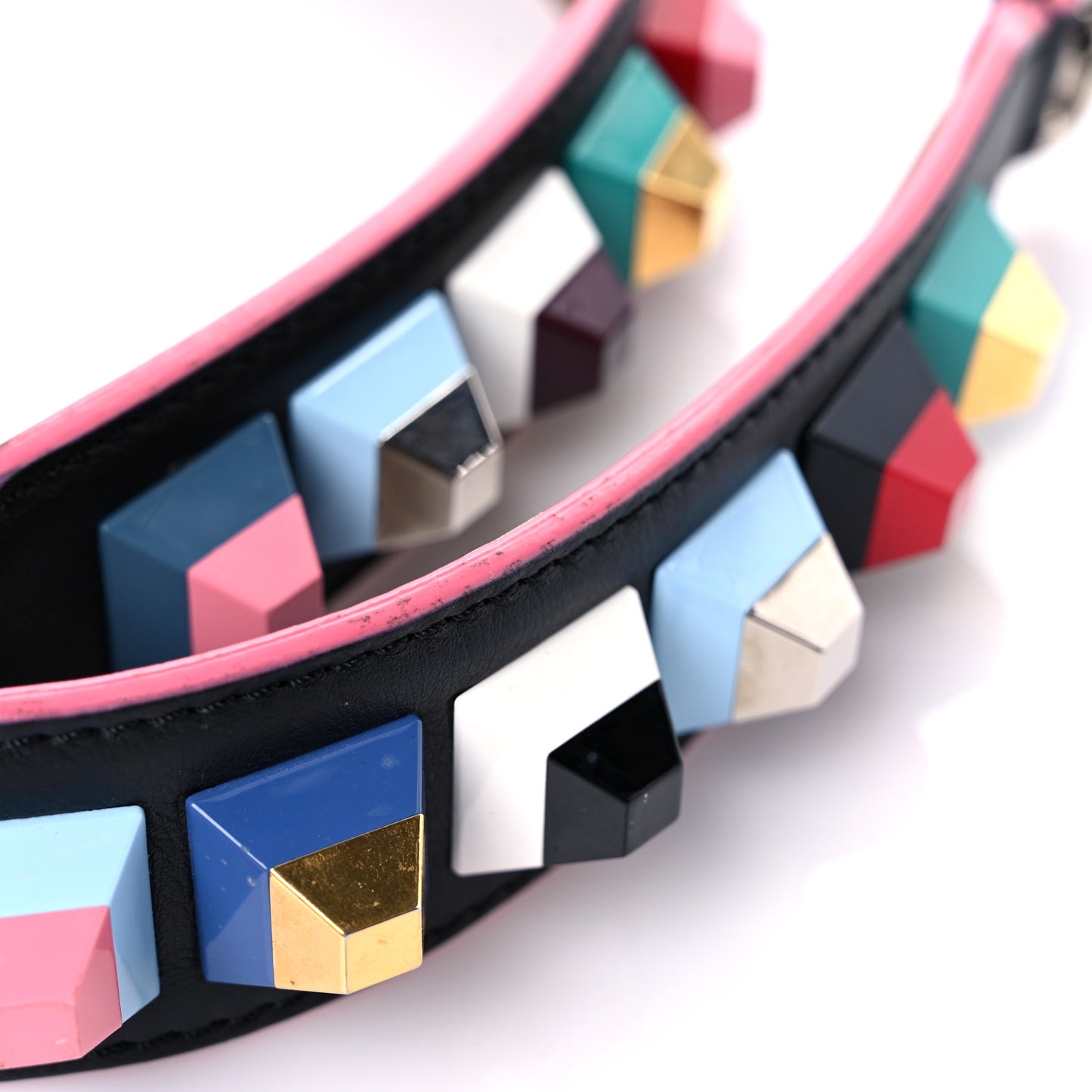 Vitello Dolce Plexiglass Bi-Color Studded Strap You Black Brownie Multicolor