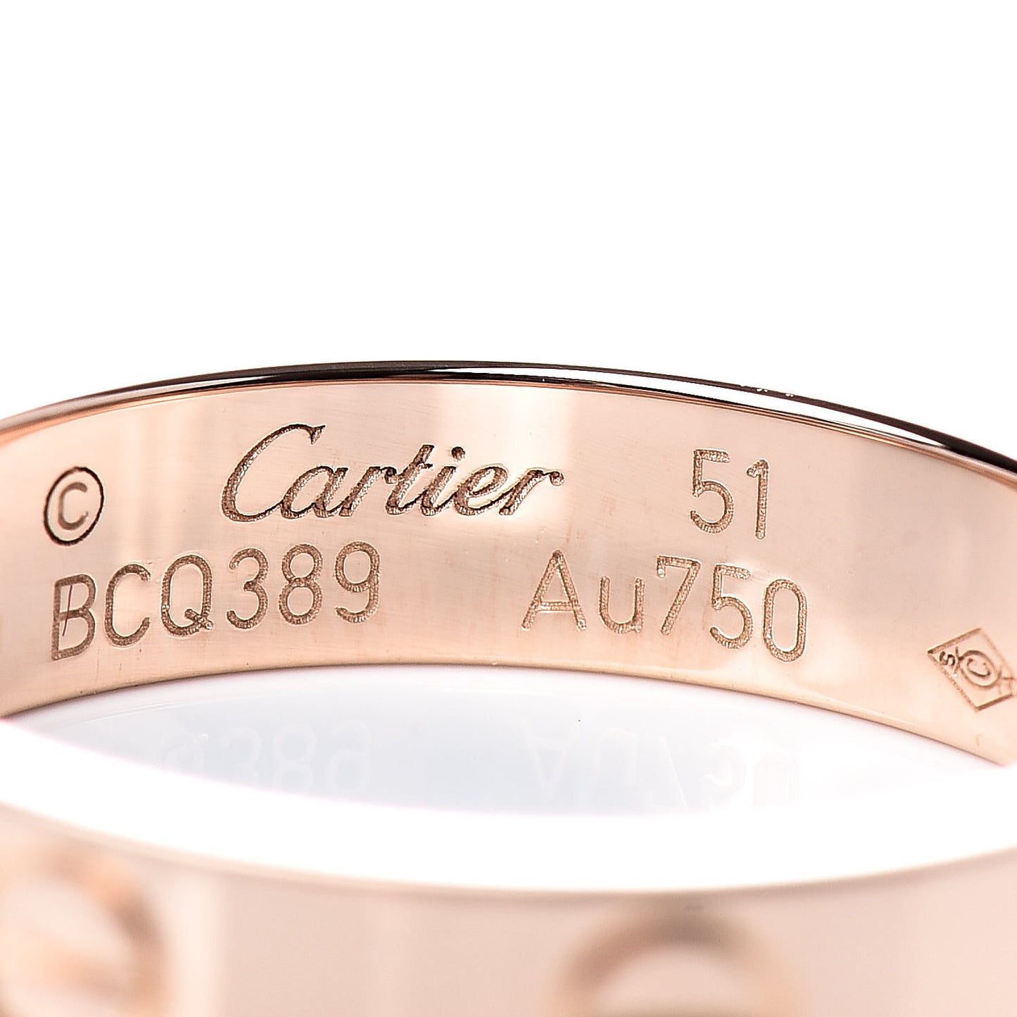 18K Pink Gold Diamond 4mm LOVE Ring 51 5.75
