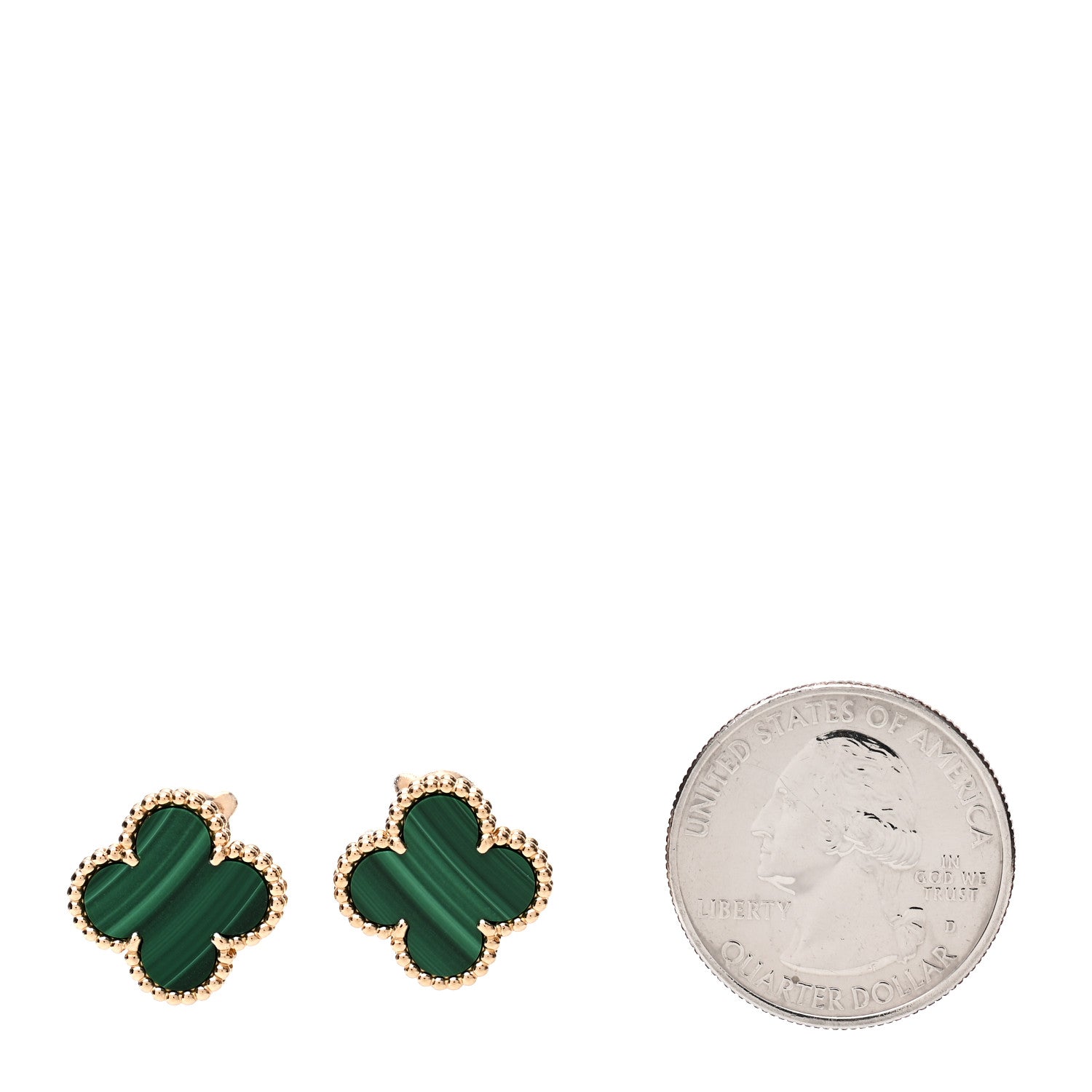 Van Cleef & Arpels 18K Yellow Gold Malachite Vintage Alhambra Earrings 2 of 5