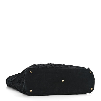 Chanel Canvas Chevron Cuba Patchwork Shopper Tote Black 4 of 10