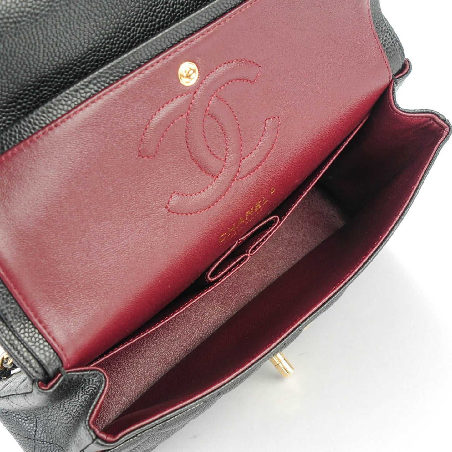 Caviar Quilted Medium Double Flap Black