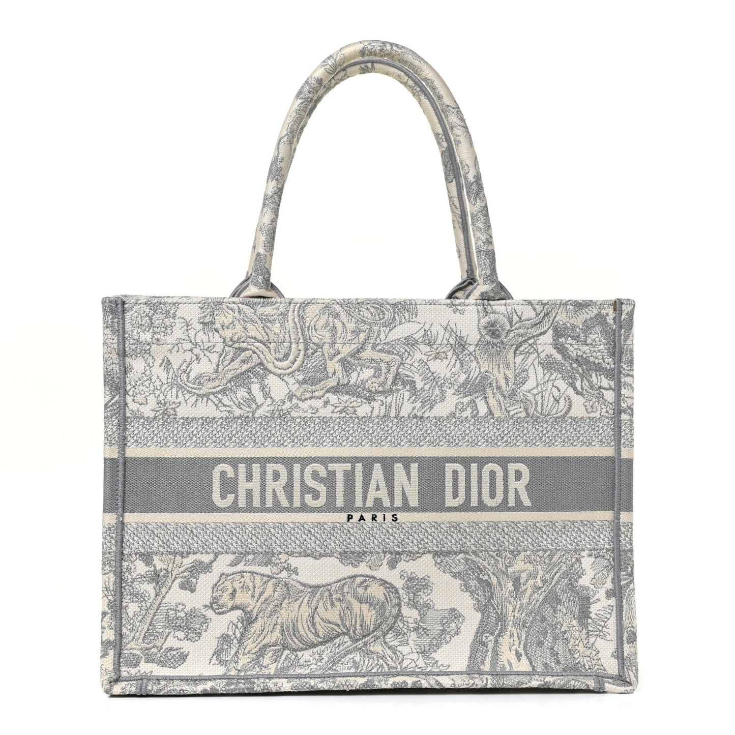 Canvas Embroidered Medium Dioriviera Toile De Jouy Book Tote Gray