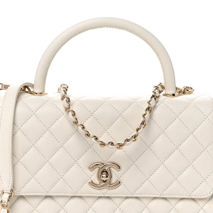 Chanel Caviar Quilted Small Coco Handle Flap White 8 of 11