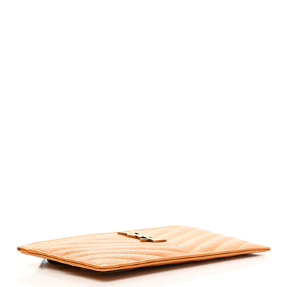 Saint Laurent Grain De Poudre Chevron Monogram Bill Pouch Senape Yellow 4 of 7