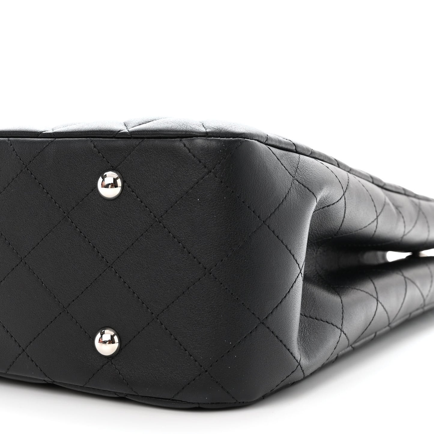 Calfskin Quilted Large Classic Shopping Tote Black