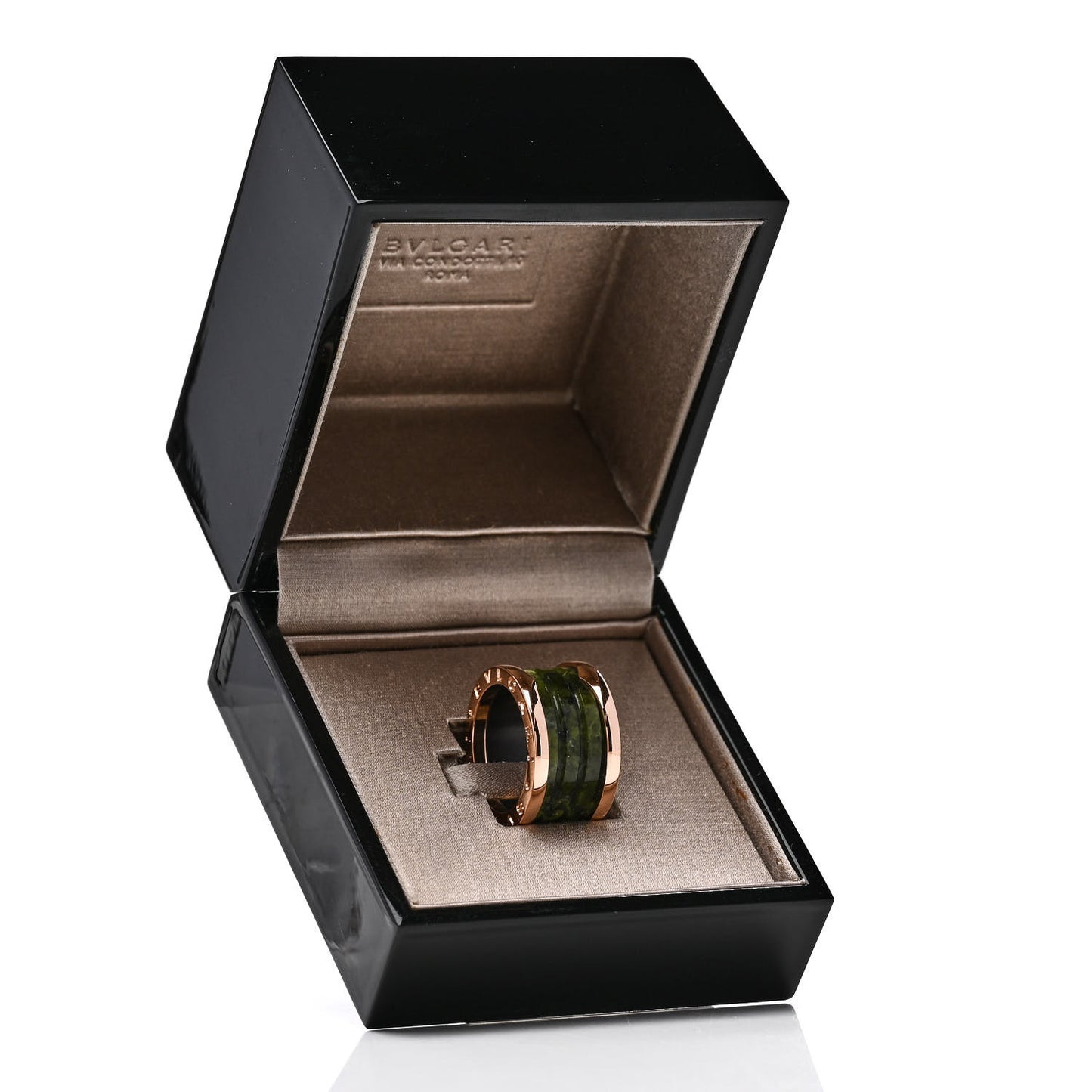 18K Rose Gold Green Marble B.Zero1 Four-Band Ring 50 5.5