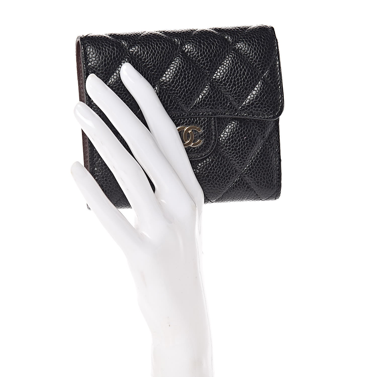 Chanel Caviar Quilted Compact Flap Wallet Black 2 of 9