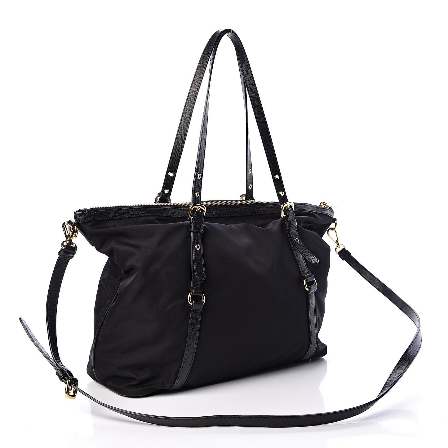 Tessuto Nylon Saffiano Tote Black