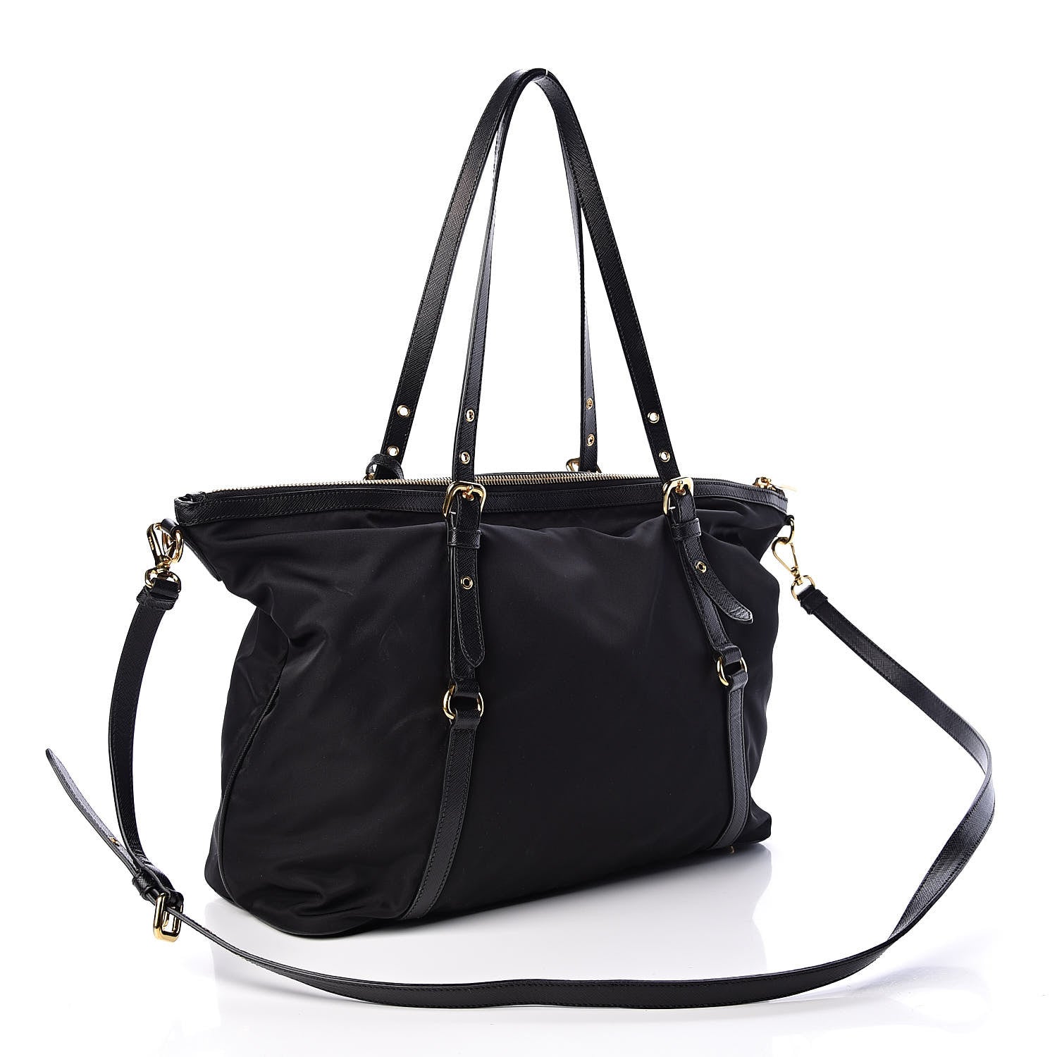 Prada Tessuto Nylon Saffiano Tote Black 3 of 11