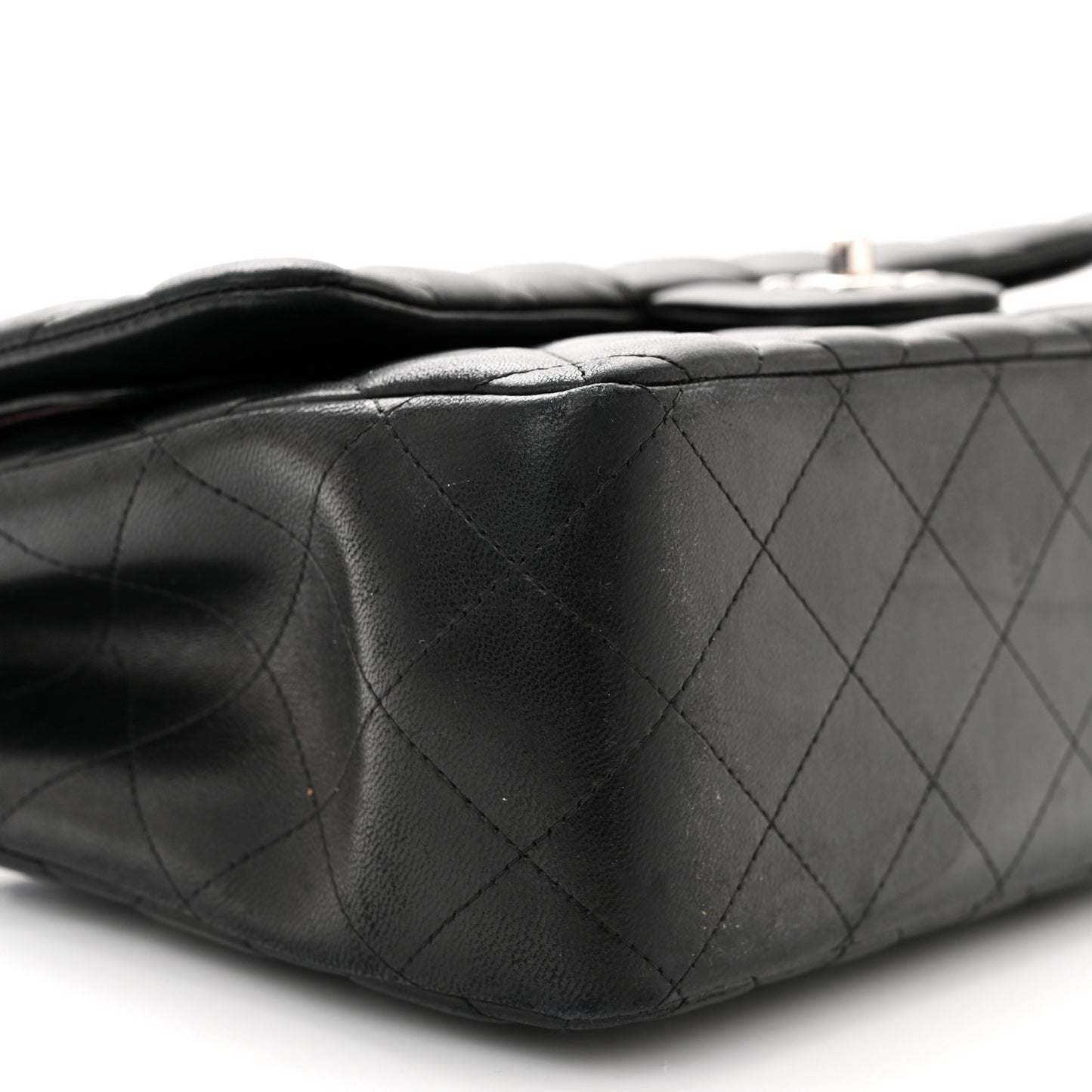 Lambskin Quilted Jumbo Double Flap Black