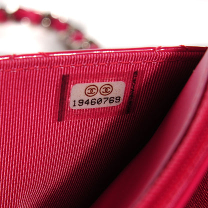 Chanel Patent Quilted Wallet On Chain WOC Fuchsia 9 of 9