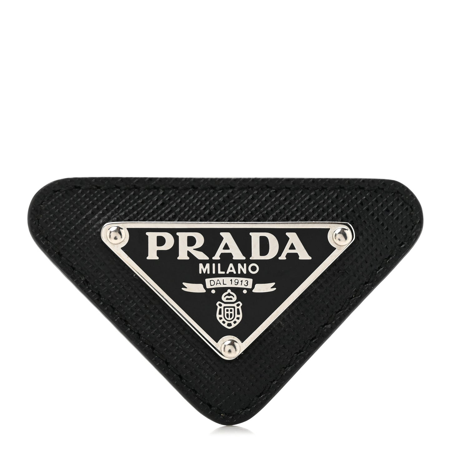 Saffiano Enamel Logo Triangle Pin Black