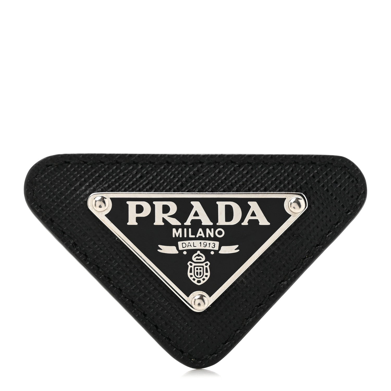 Prada Saffiano Enamel Logo Triangle Pin Black 1 of 4