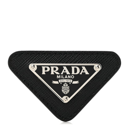 Prada Saffiano Enamel Logo Triangle Pin Black 1 of 4