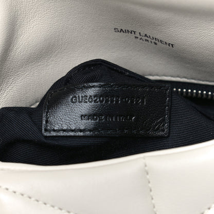 Saint Laurent Lambskin Quilted Toy Loulou Puffer Monogram Chain Satchel Blanc Vintage 9 of 16