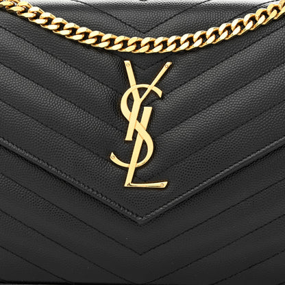 Saint Laurent Grain De Poudre Matelasse Chevron Monogram Chain Wallet Black 8 of 10
