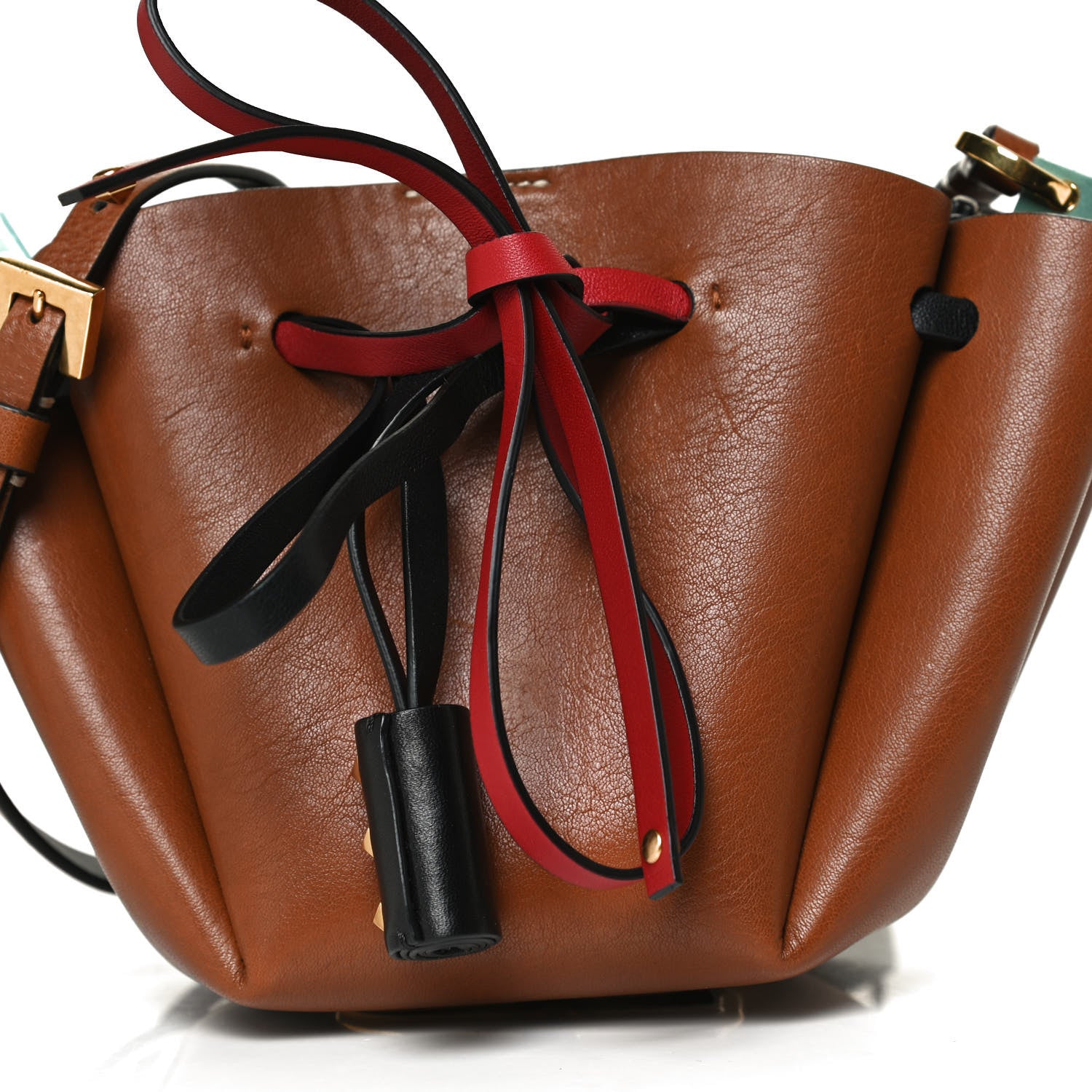 Valentino Garavani Grainy Calfskin VLogo Bucket Bag Brown 12 of 21