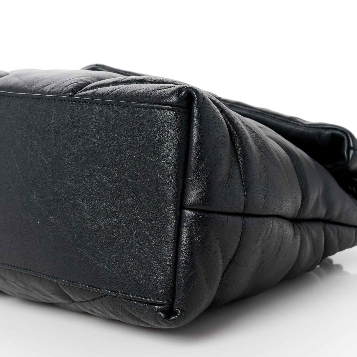 Lambskin Quilted Monogram Monochrome Medium Loulou Puffer Chain Satchel Black