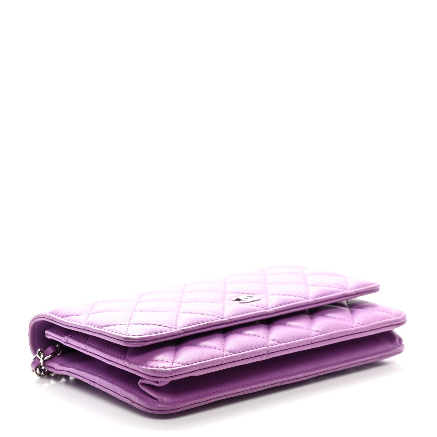 Lambskin Quilted Wallet On Chain WOC Purple
