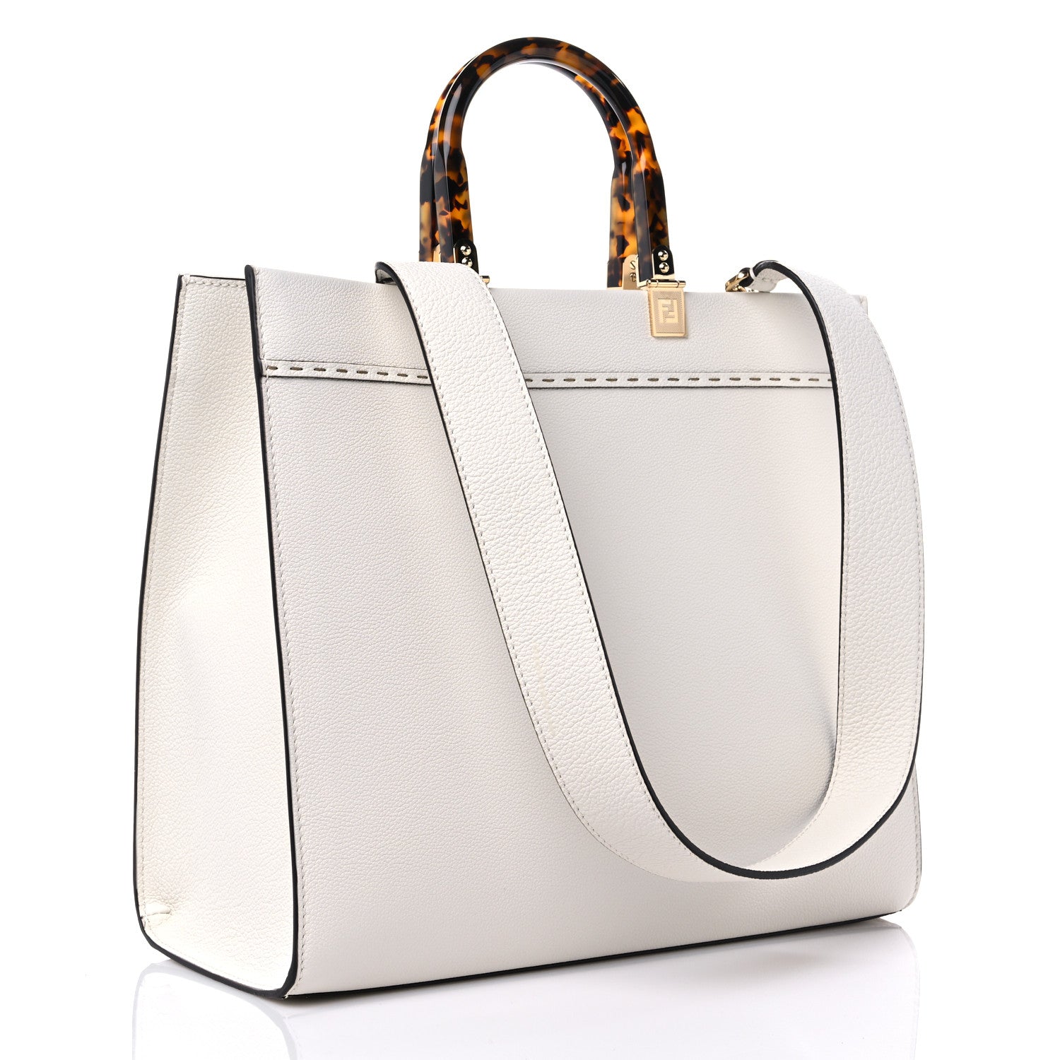 Fendi Vitello Cher Plexiglass Medium Fendi Sunshine Shopper Tote White Ice 2 of 8