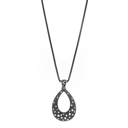 David Yurman Darkened Sterling Silver Diamond Midnight Melange Teardrop Pendant Necklace 1 of 5