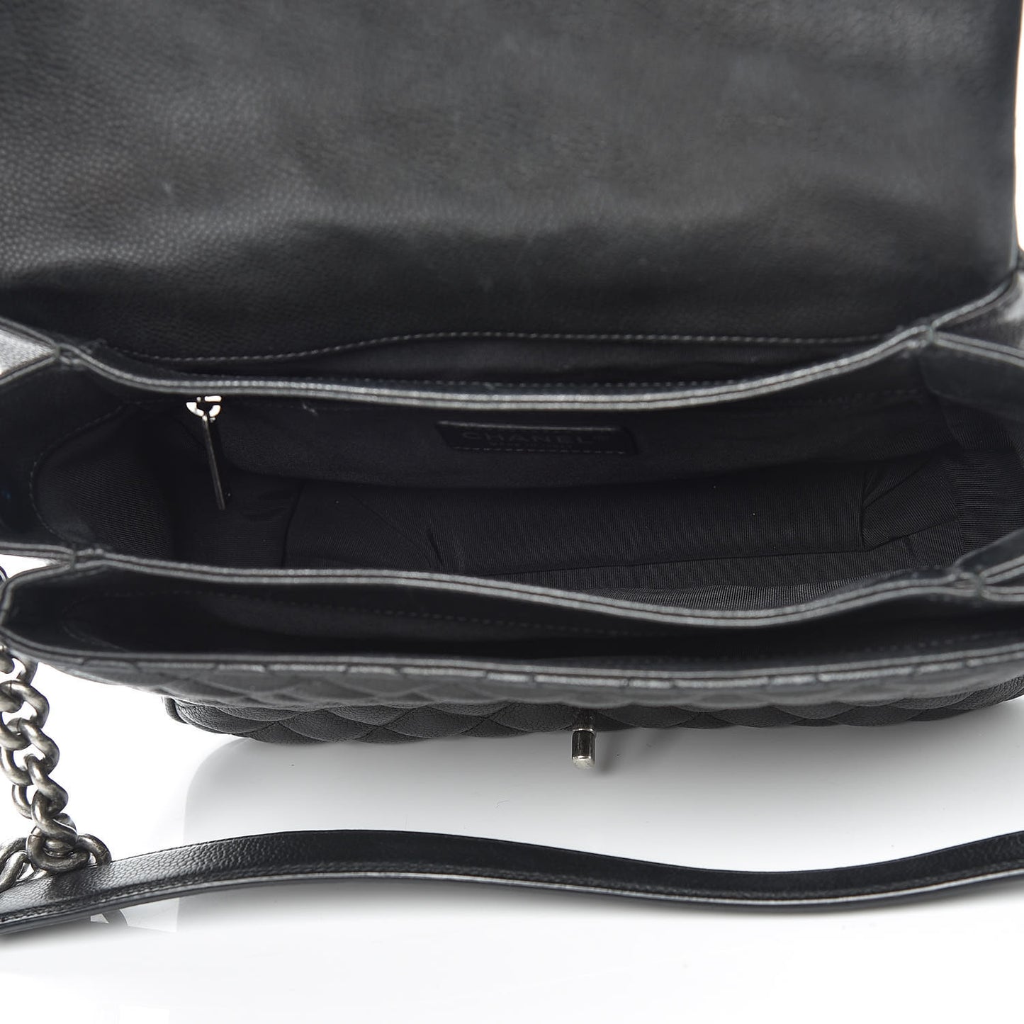 Caviar Quilted Medium Rock In Rome Single Flap Black