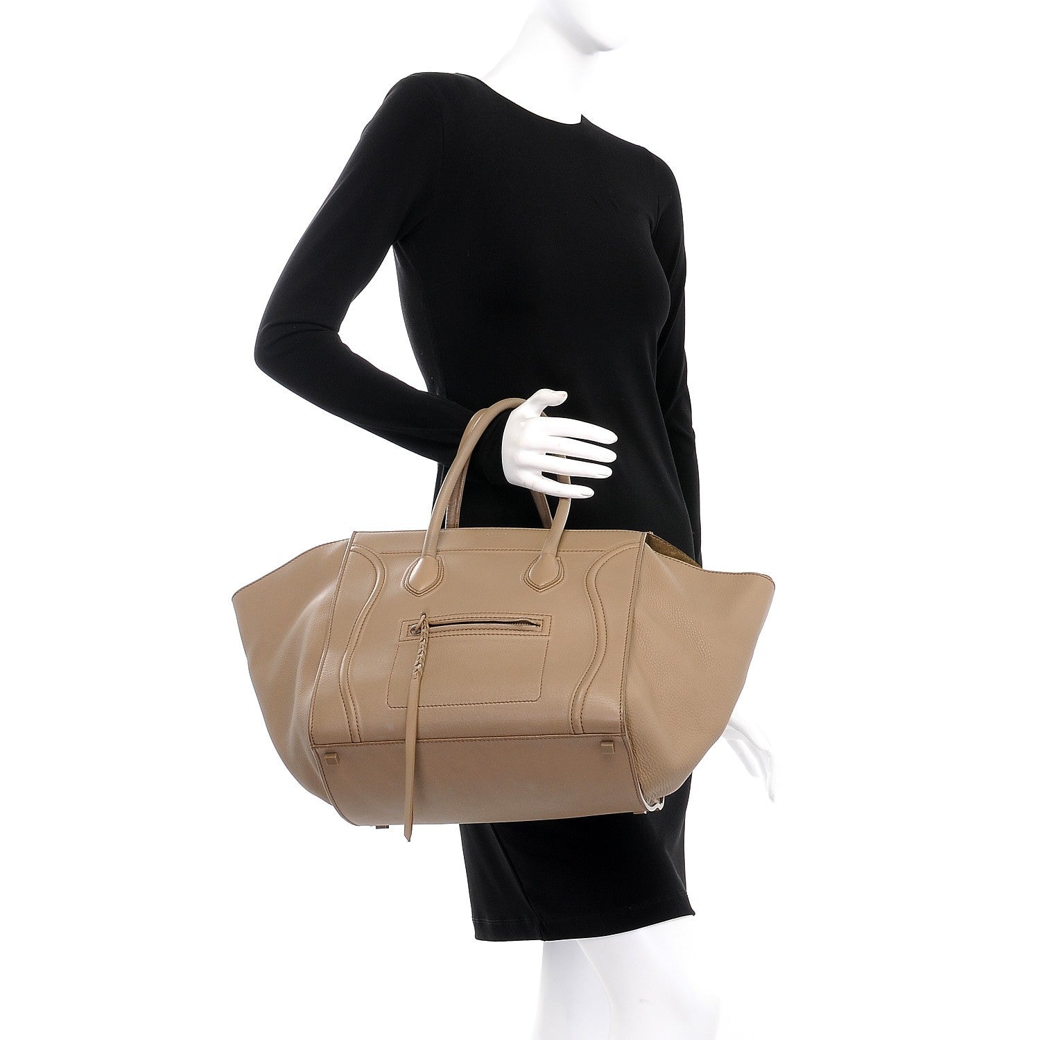 Celine Supple Calfskin Medium Phantom Luggage Taupe 2 of 12