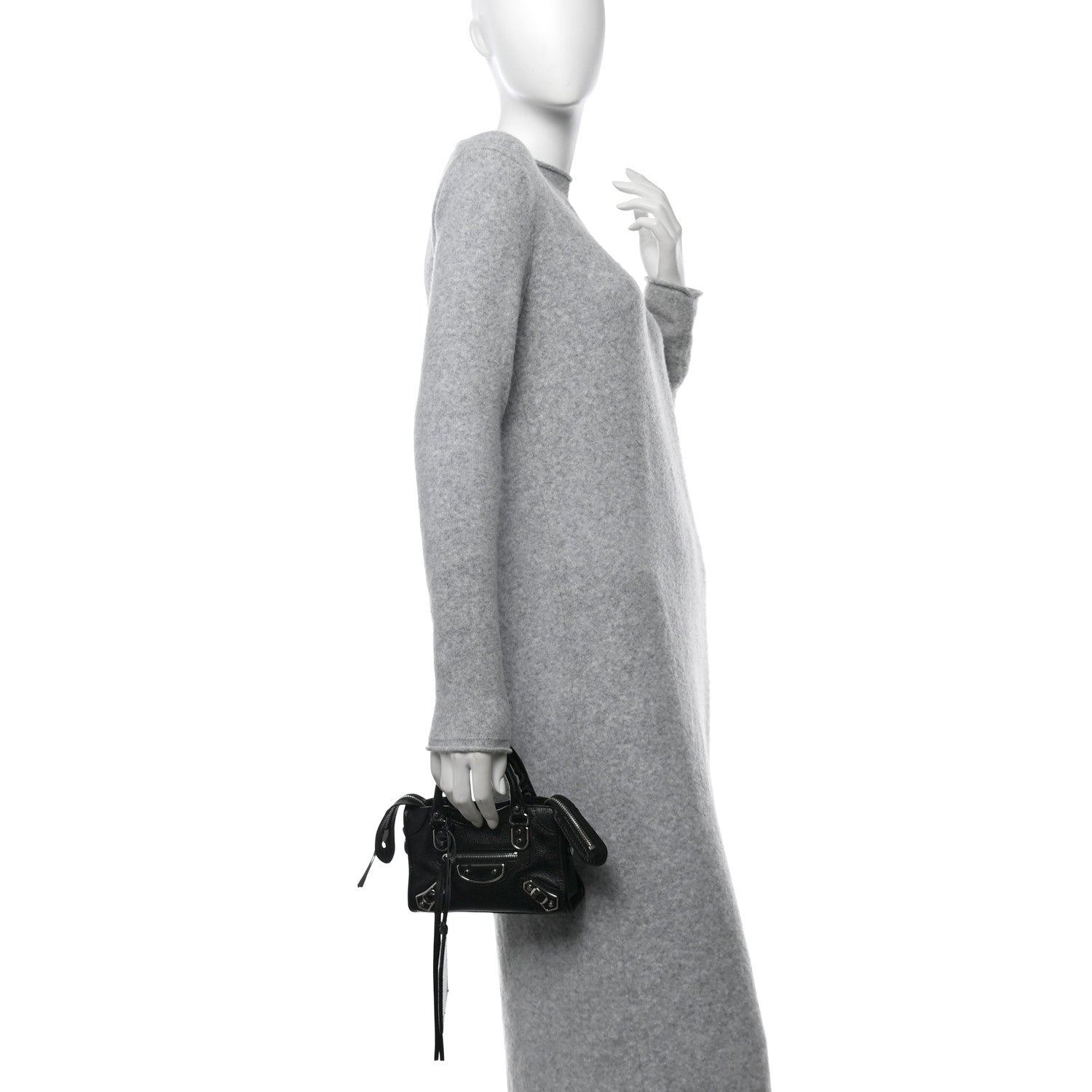 Balenciaga Chevre Silver Metallic Edge Hardware Nano City Black 2 of 9