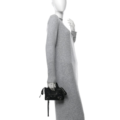 Balenciaga Chevre Silver Metallic Edge Hardware Nano City Black 2 of 9
