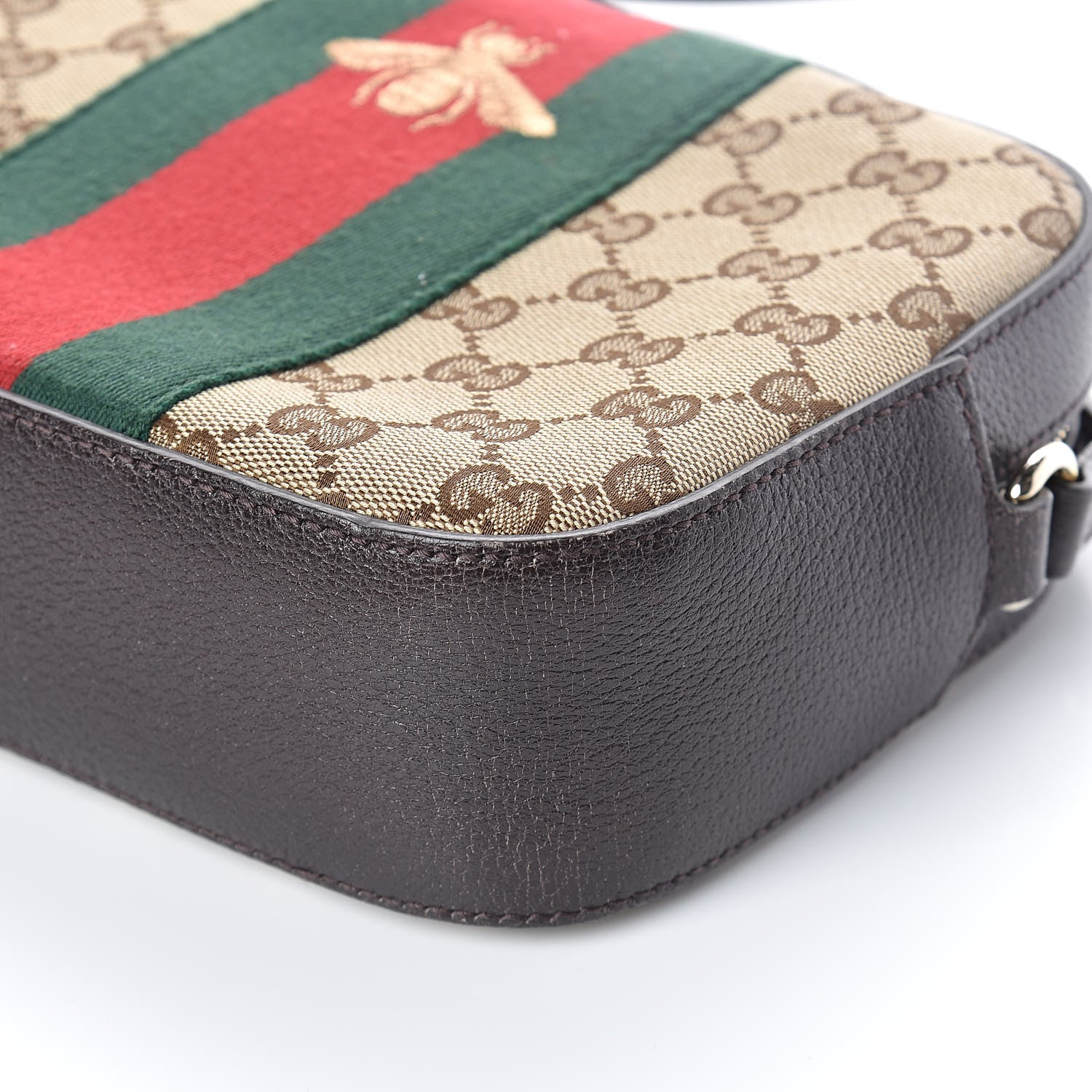 Gucci GG Supreme Monogram Web Small Webby Bee Shoulder Bag Dark Brown 9 of 9