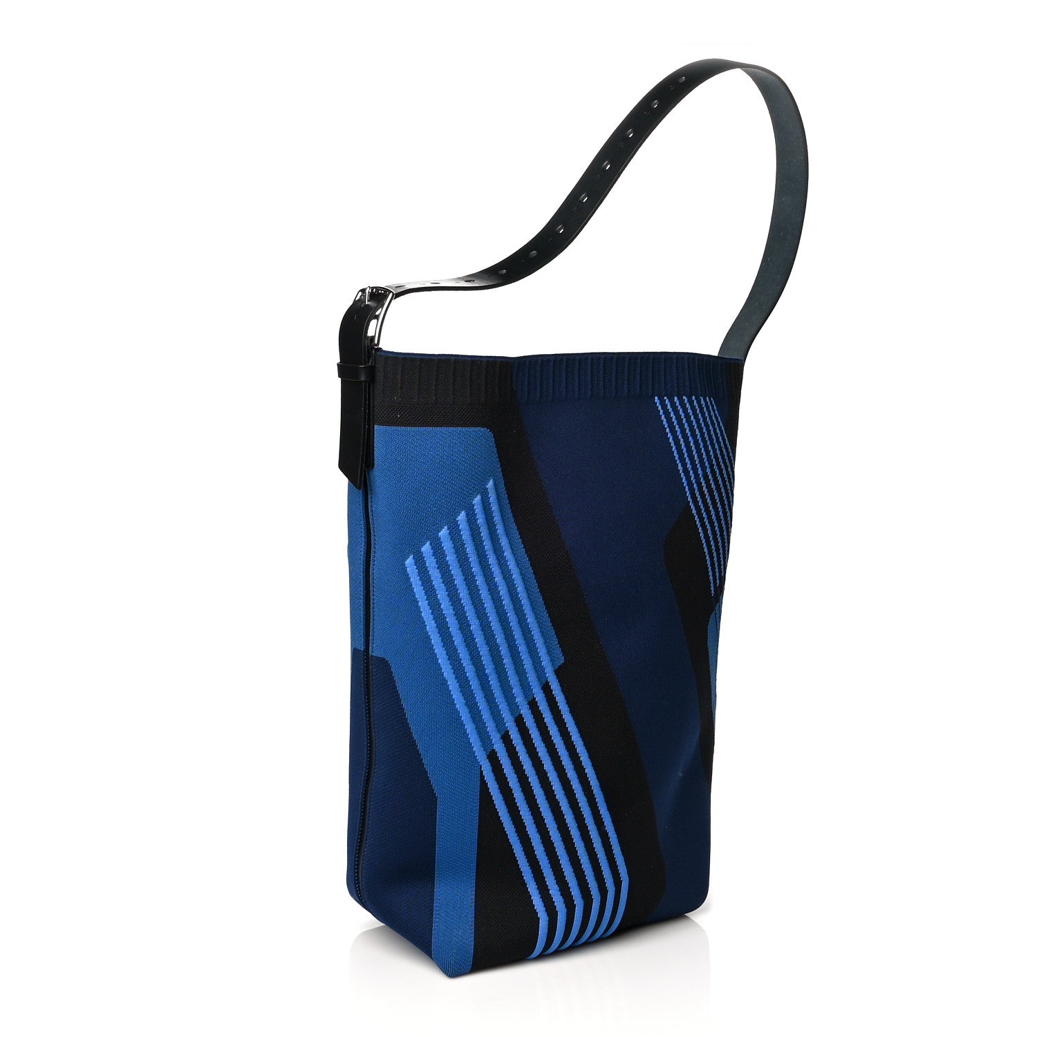 Hermes Technical Mesh Hunter Calfskin Etriviere Dynamo Shoulder Bag MM Bleu Marine Black 3 of 9