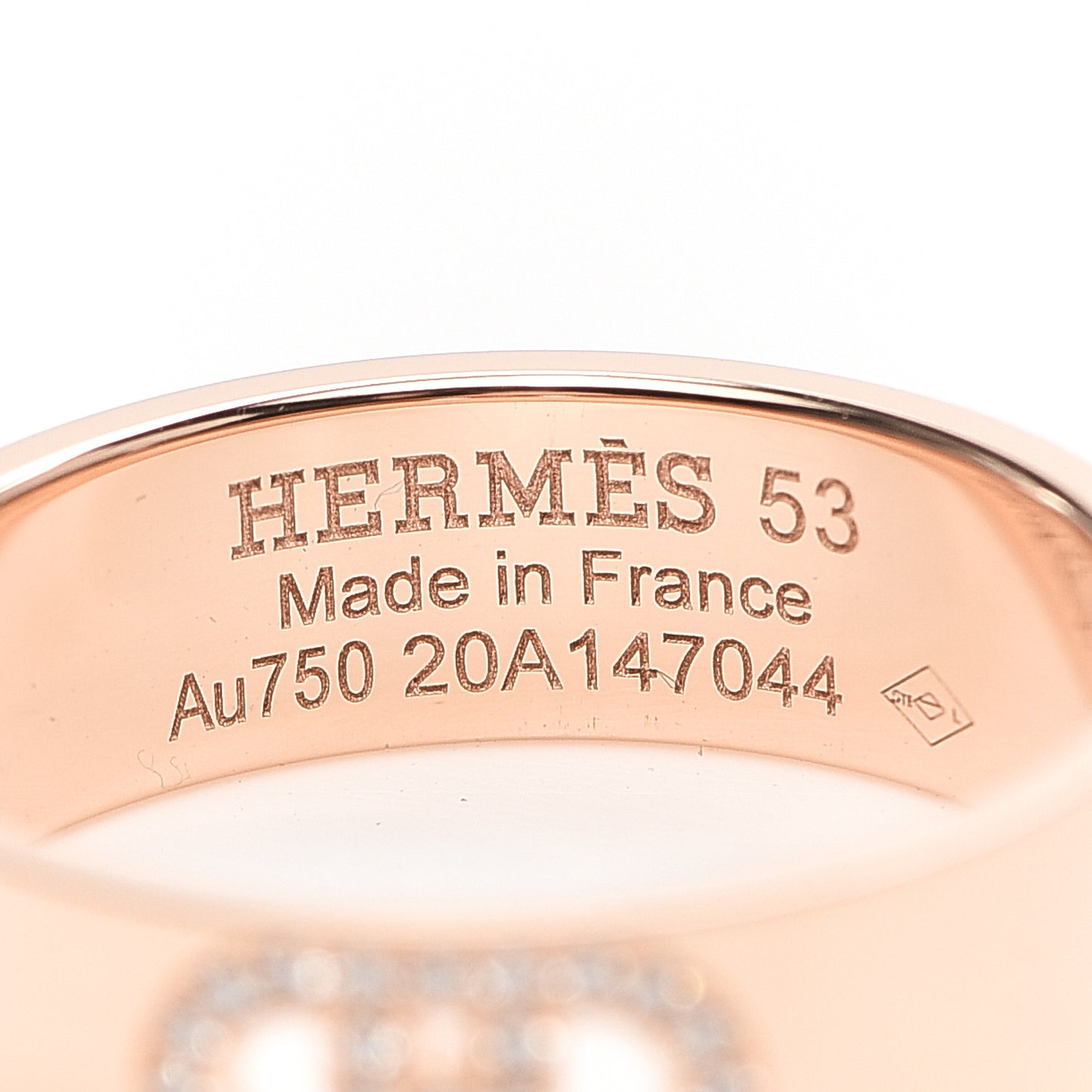 18K Rose Gold Diamond PM H D'Ancre Ring 53 6.25