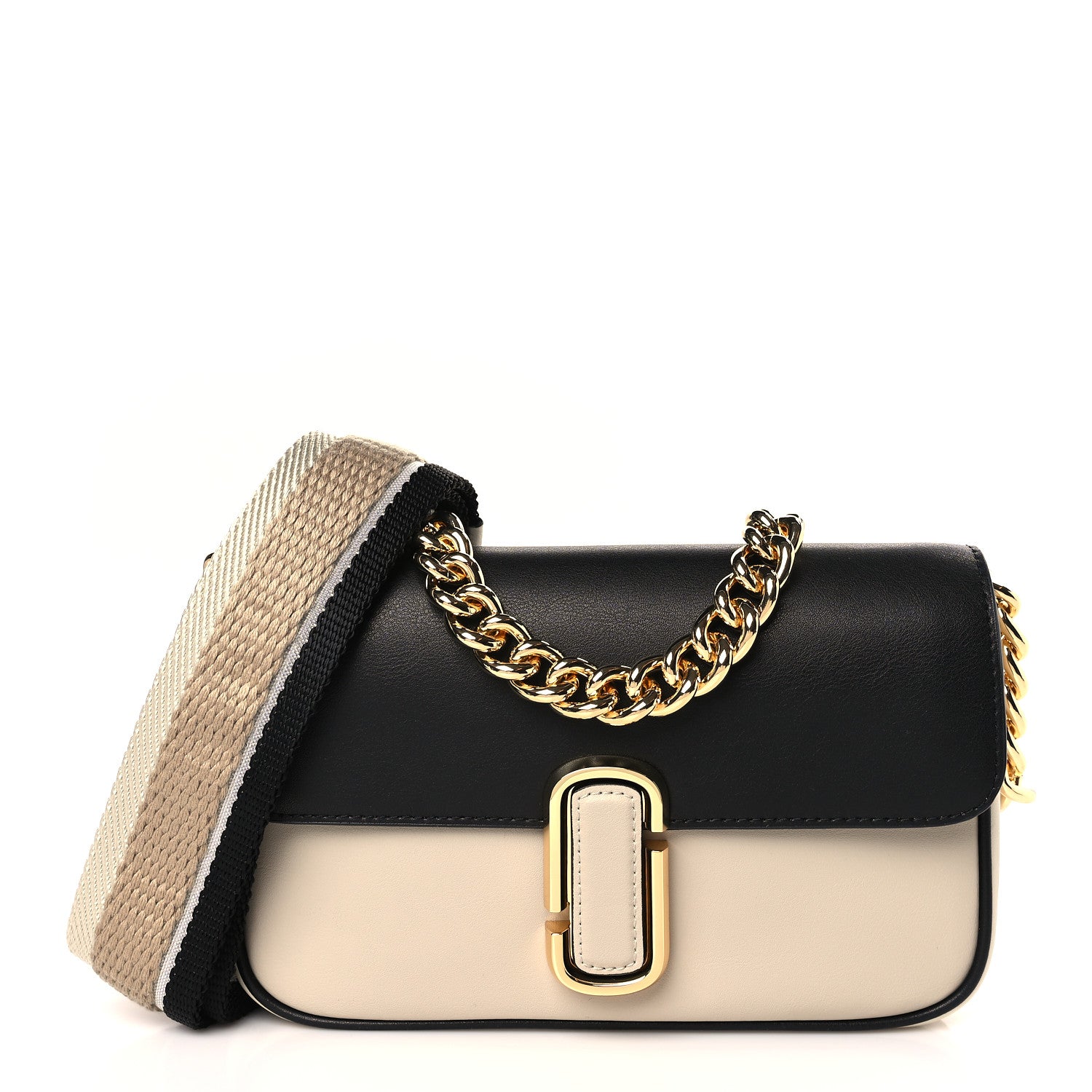 Marc Jacobs Calfskin The J Marc Shoulder Bag Greige Multicolor 1 of 9