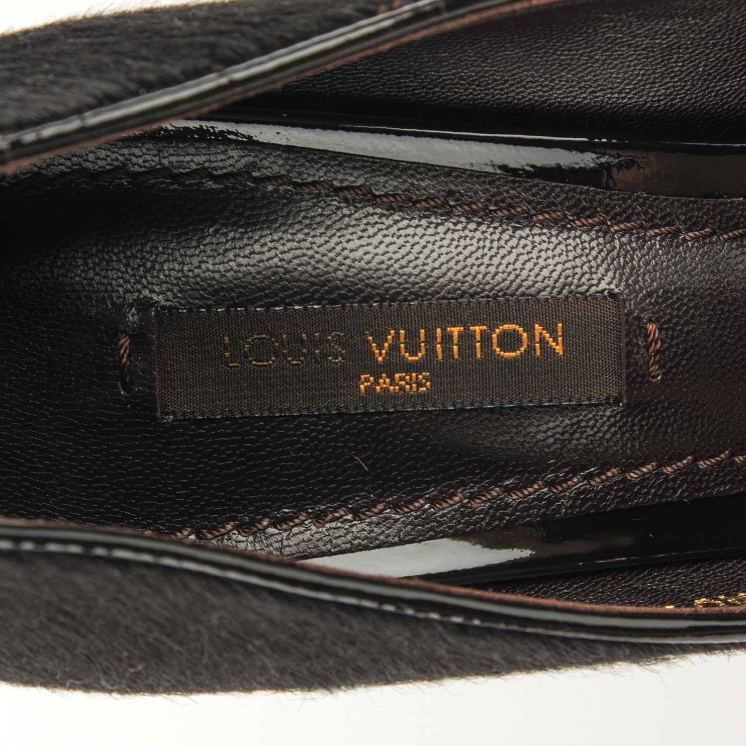 Louis Vuitton Leopard Calf Hair True Peep Toe Pumps 36 Black 6 of 9