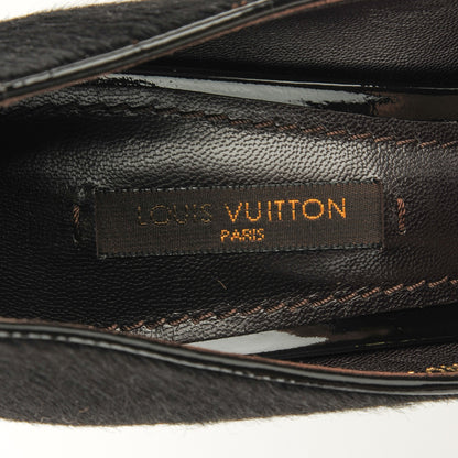 Louis Vuitton Leopard Calf Hair True Peep Toe Pumps 36 Black 6 of 9