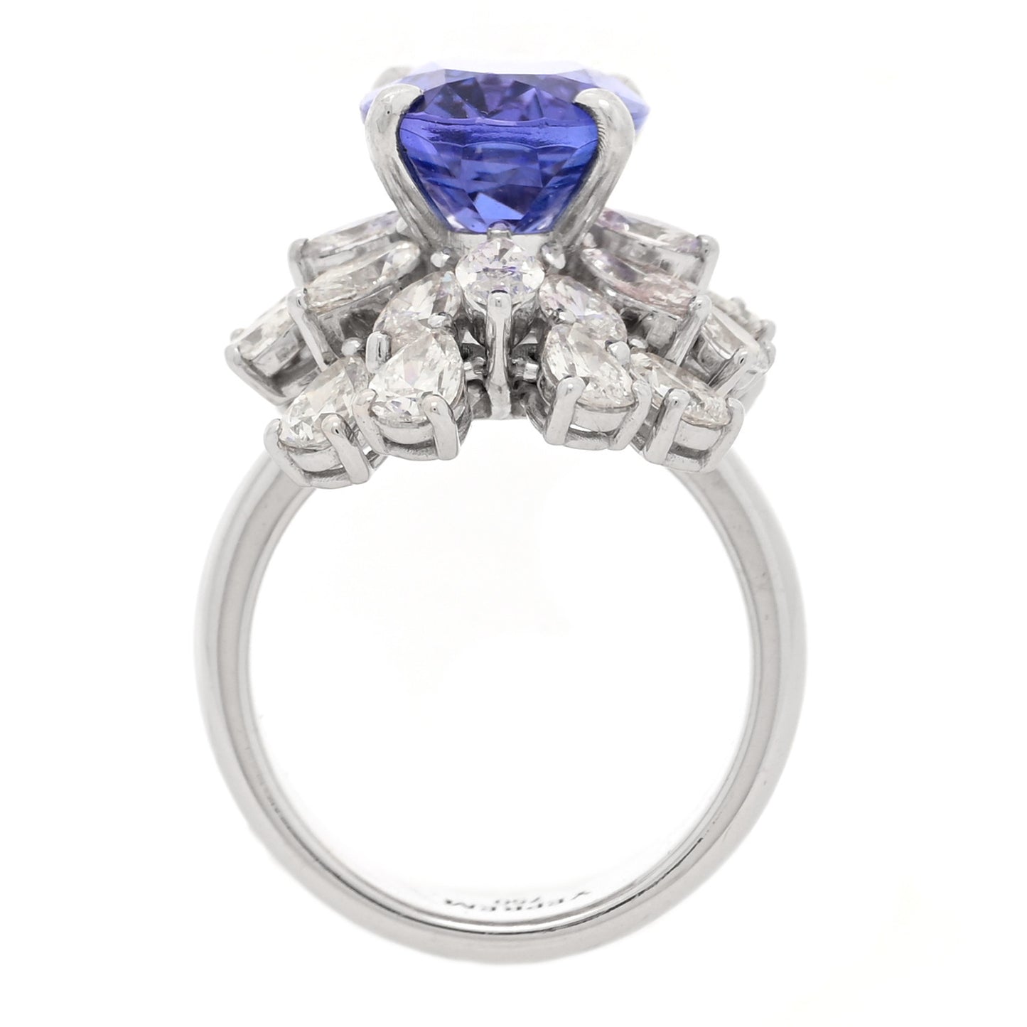 18K White Gold Diamond Tanzanite Oval Cocktail Ring 53 6.5